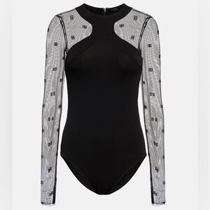 GIVENCHY LONG SLEEVE TUILLE 4G W/ BLK BODYSUIT - NEW WITH TAGS